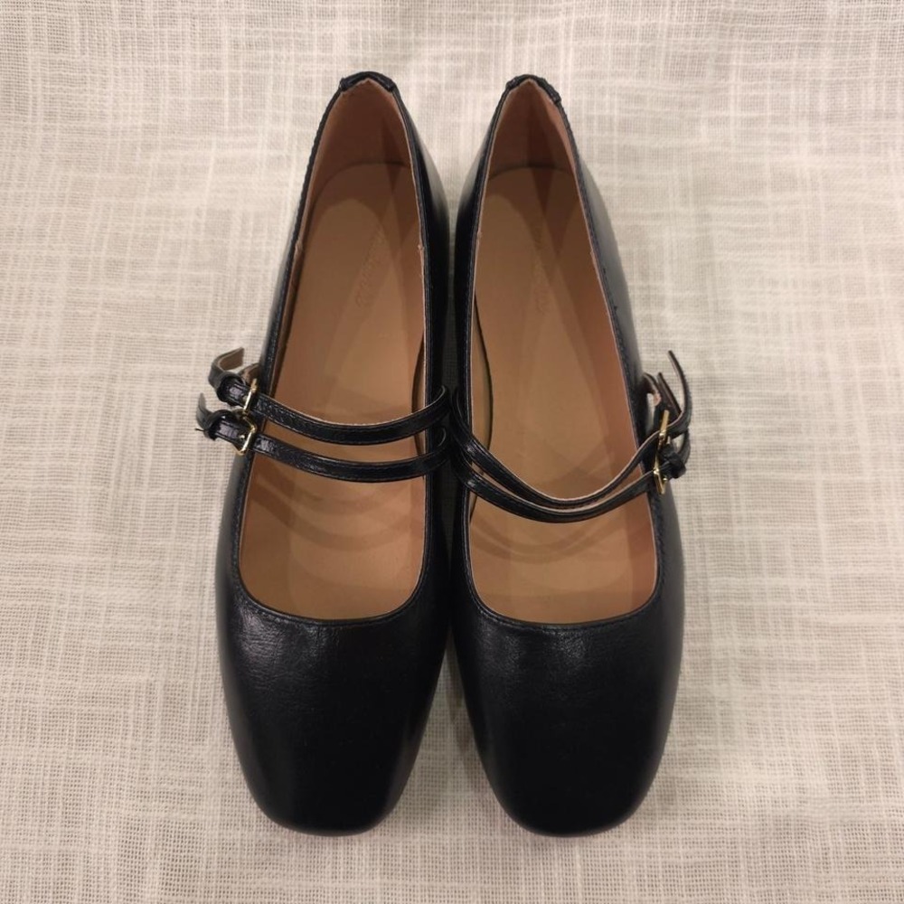 Madewell The Greta Double-Strap Ballet Flat - Size 7.5/ True Black/ (NX543)